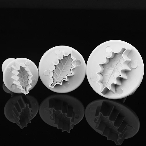 

Promotions 3Pcs Christmas Rose Leaf Cake Icing Fondant Plunger Cutter Pastry Diy Mold Christmas Cake Decorating Tools