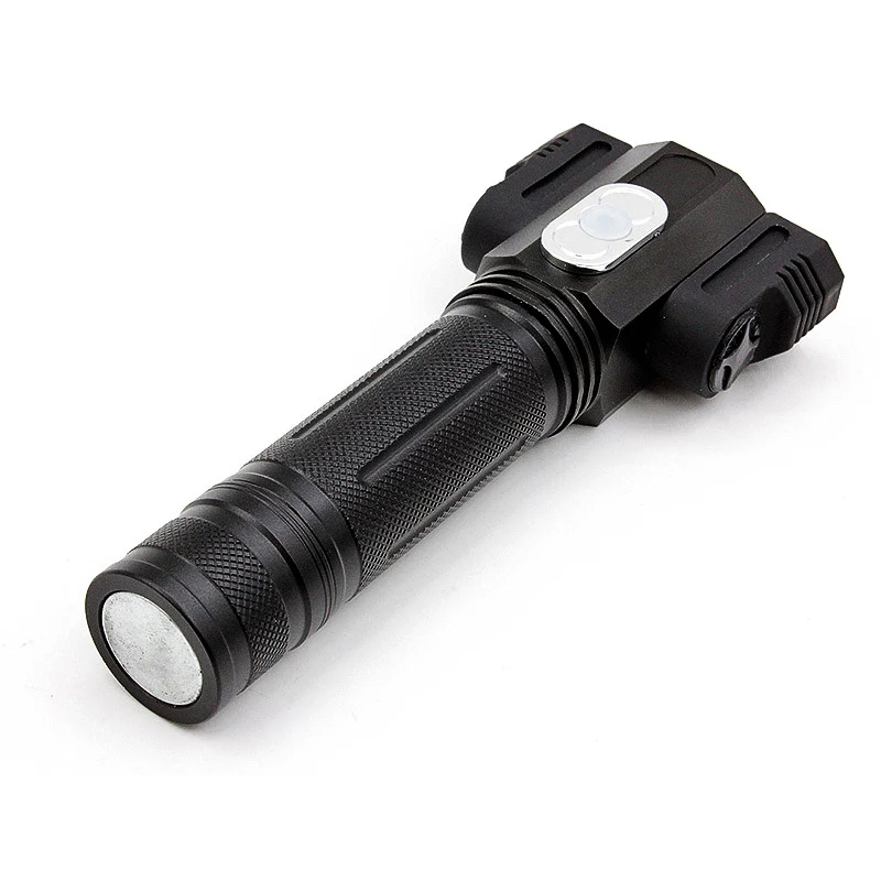 

Super Bright 4 Modes Tactical Flashlight Rotatable 3 LED Light Heads Magnet Tail Torch+1*18650 Battery+US Plug Charger LB88