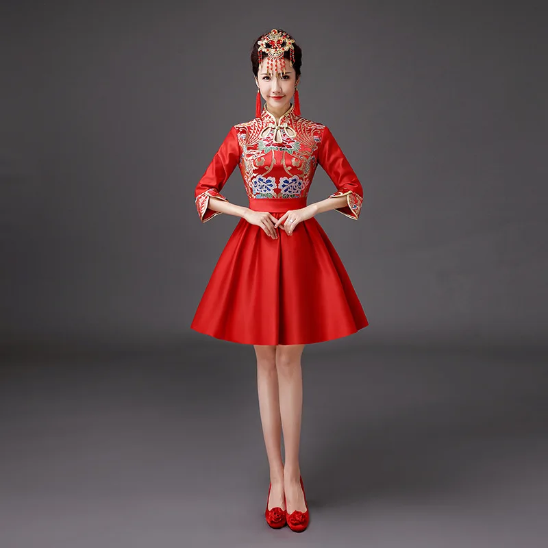 Винтаж китайский Стиль Мини Cheongsam свадебное платье ретро сексуальные летние тонкие платье брак Qipao вечерние вечернее платье Vestido S-XXL