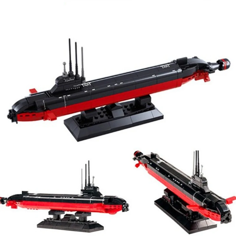Military Ship Model Building Blocks Toy Nuclear Powered