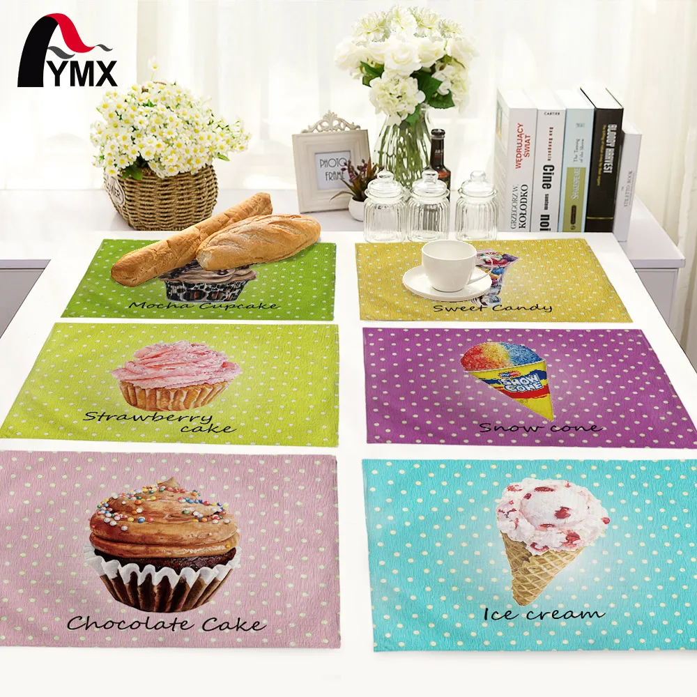 Creative Cute Ice Cream Cake Printing Table Mat Home Kitchen