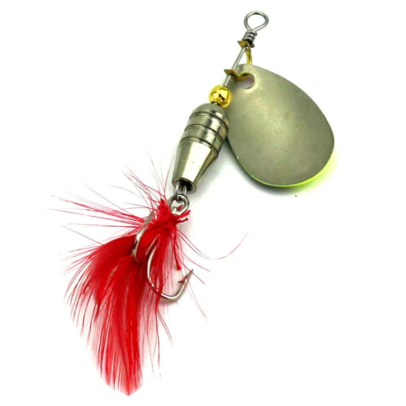 Attractive 5pcs 6g Lures Metal Spinner Spoon Fishing Lure Hard Baits Sequins Noise Paillette with Feather Treble Hook Tackle 