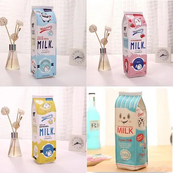 Cartoon Milk bottle school pencil case cute PU pen bag storage pouch Korea Stationery material office