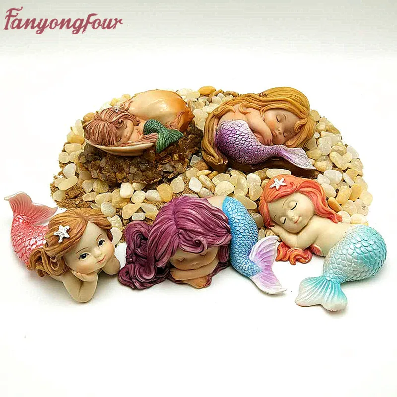 

3D Silicone Molds Mermaid Cakes Molds Sugar Glue Mortar Molds Chocolate Candy Cake Decoration Tools
