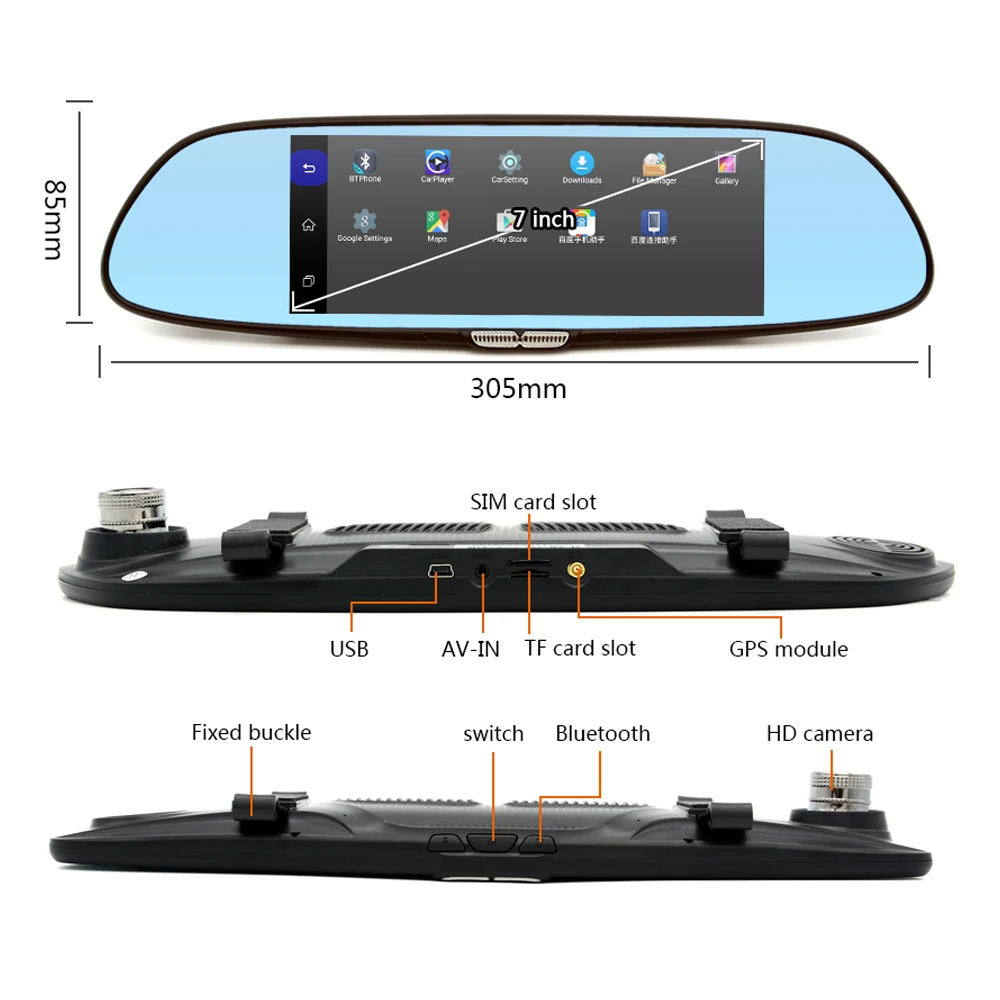 Junsun 3g 7 &quotкамера заднего вида камера Android 5 0 wifi gps Full HD 1080P видеорегистратор двойной