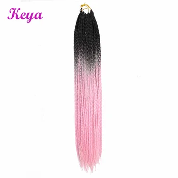 

Ombre Pink Hair Blue Box Braids 100g/pc Synthetic Crochet Hair Extensions 24 Inch Heat Resistant Fiber Crochet Box Braids