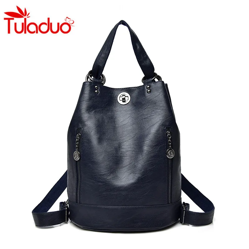 

2018 Women's Multifunction Backpack Leather Women Shoulder Bags Student Bags Backbag Female Zipper School Bag Travel Bag Mochila