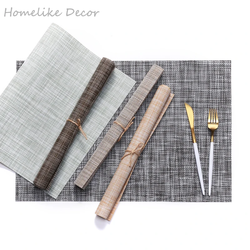 

4pcs/set Linen Placemats Table Mat Waterproof Tablecloth Coasters Pads Heat Insulation Mat Dining Table Mat 45x30cm