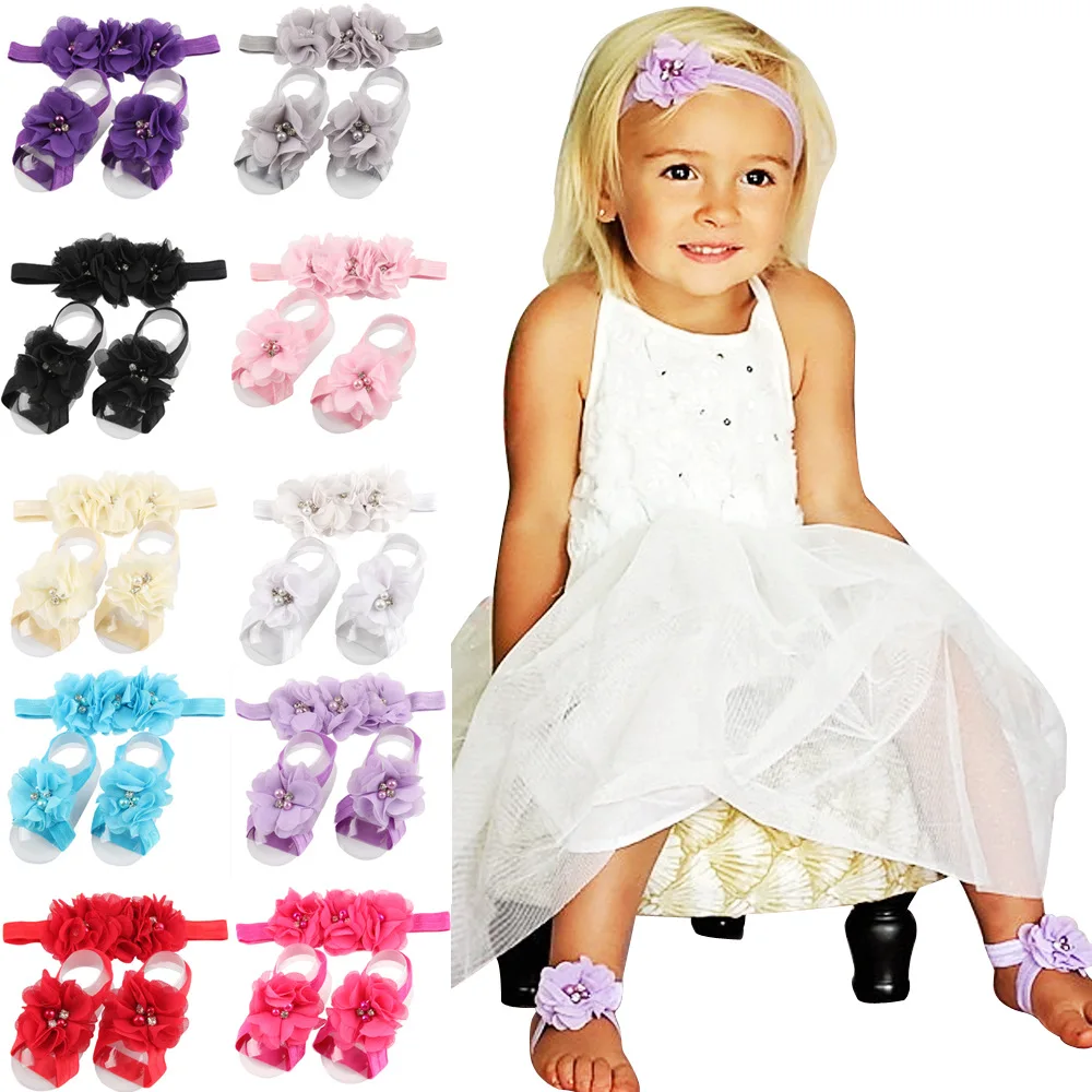 

Baby Headwear Foot Flower Set Sun Hair Strap 14 Colors Baby Girl Headband Hoop Baby Nylon Headband