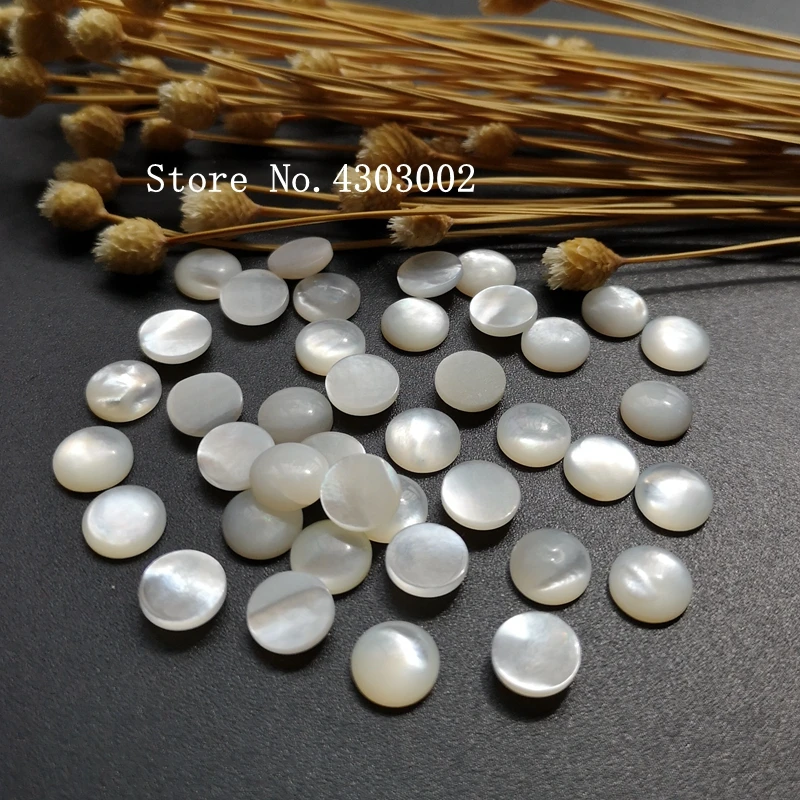 

100pcs/lot 8mm Natural Round Cabochon Mother of Pearl shell for DIY Jewelry White Round Cabochon MOP Pearl shell For Earrings