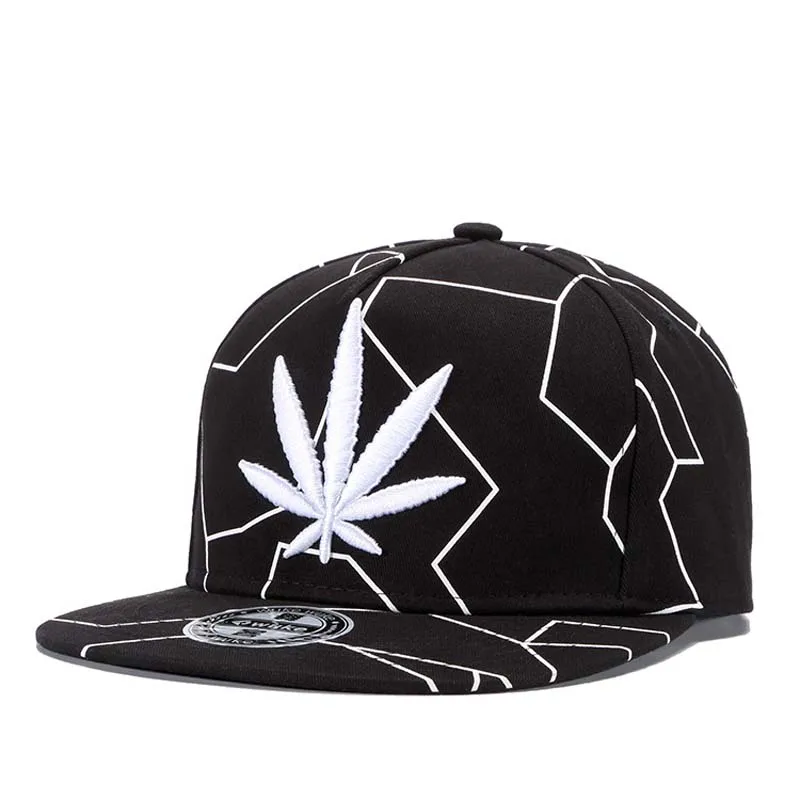 Embroidered maple leaves Baseball Caps HipHop Cap Flat Casual Boy Cap