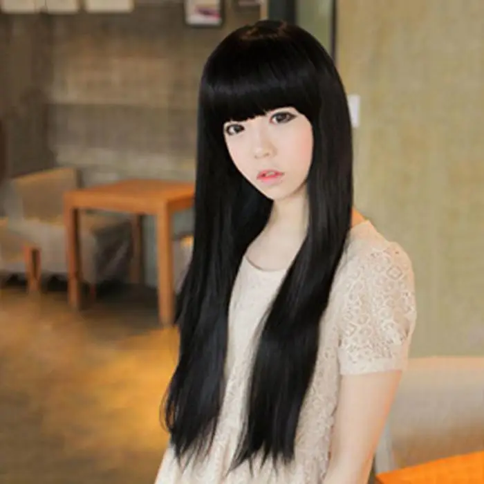 60 см Мода девушка леди длинные прямые волокна клип на наращивание волос ЧЕРНЫЙ распродажа WH998