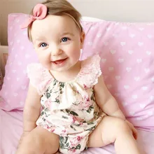 Cute Baby Girl Rompers Lace Floral Print Toddler Clothes Infant Newborn Jumpsuit Summer Dress Girl Baby Clothes