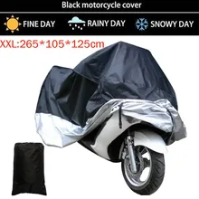 Большой размер 265x105x125 см, чехол для мотоцикла, серебристый, черный, водонепроницаемый, для велосипеда, для улицы, от дождя, пыли, УФ-защита, универсальные чехлы