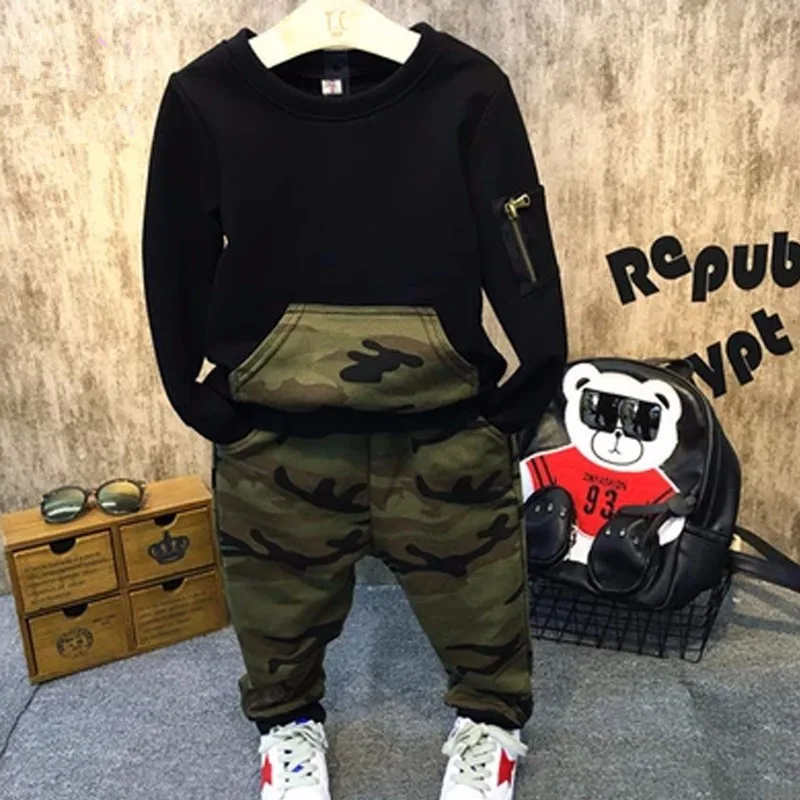 Cool Boys Clothing Sets 2016 Autumn Kids sport suit full sleeves blouse