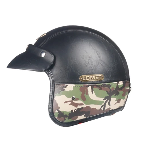 5 Кожа PU casco moto Винтаж moto rcycle шлем capacetes de moto ciclista панк кафе гонщик открытый лицо Камуфляж - Цвет: 5