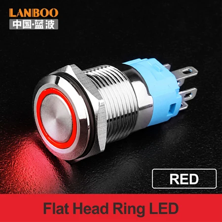 LANBOO 16 мм led buttonswitch прямые продажи с фабрики, кнопочный переключатель производство - Цвет: Red Light Ring