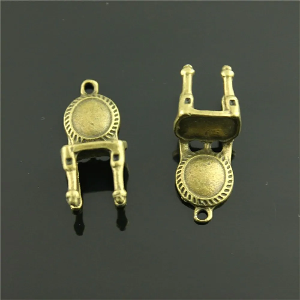 WYSIWYG 4pcs 30x14x14mm Vintage Chair Pendants Charm For Jewelry Making Antique Bronze Color 3D Chair Pendants Charm 3D Chair