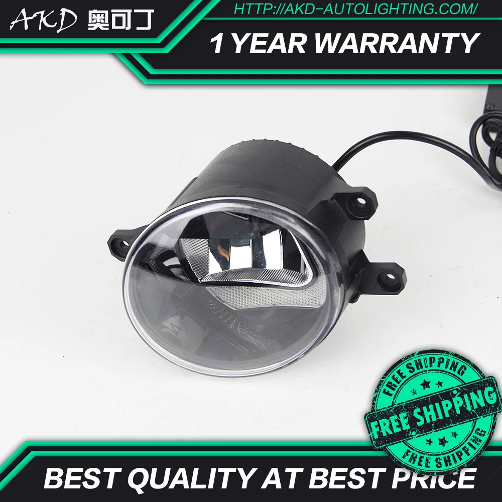 

AKD Car LED Fog Lamp for Toyota Innova Verso Highlander foglamp shape C 2 Funcations DRL light bar Energy saving Cob Low Beam