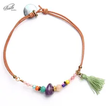Badu Vrouwen Elastische Armband Amethist Kwastje Hanger Armbanden Zomer Sieraden Nieuwe Mode Verstelbare Vrienden Gift Meisjes Handgemaakte