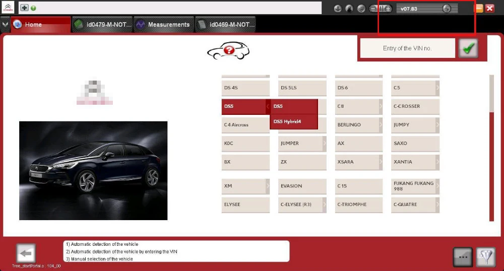 V7.83 software display For lexia3 pp2000 3