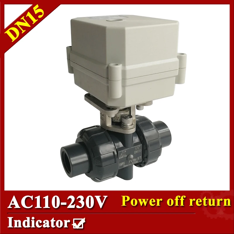 Tsai Fan electric ball valve 2/5 wires 1/2 AC110-230V plastic electric valve DN15 BSP/NPT for drinking water equipment Tsai Fan electric ball valve 2/5 wires 1/2 AC110-230V plastic electric valve DN15 BSP/NPT for drinking water equipment