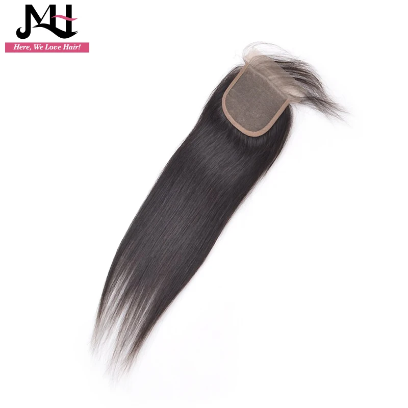 JVH закрытие шнурка человеческих волос бразильские прямые волосы 4x4 часть Волосы remy 150% Плотность