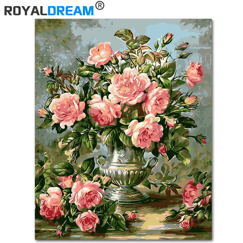 

ROYALDREAM Rich Flower DIY Painting By Numbers Acrylic Paint By Numbers HandPainted Oil Painting On Canvas For Home Decor
