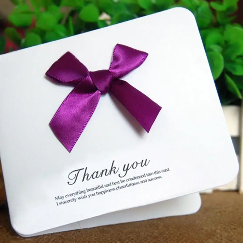  200pcs/lot Lovely Ribbon Bowknot Paper Cards Thanks Giving Card Wedding Banquet New Year Party Invi - 32464641282
