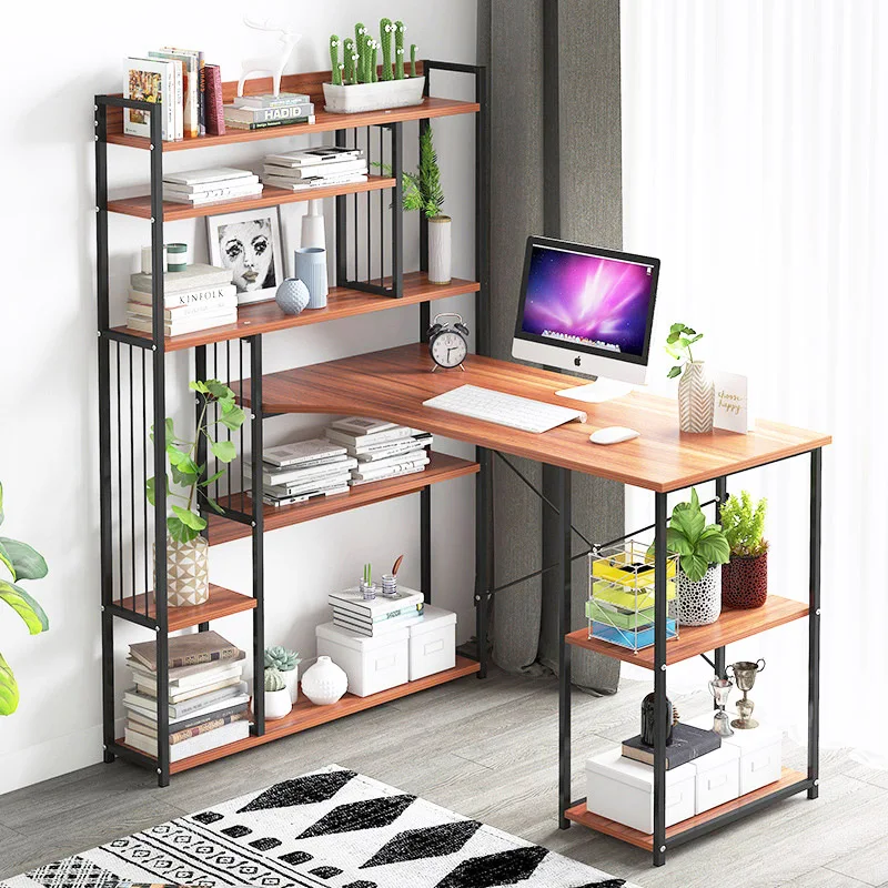 PC Desk office Computer Desk table with Multi-shelf bookcase Multifunction household Study desk fashion Laptop table furniture