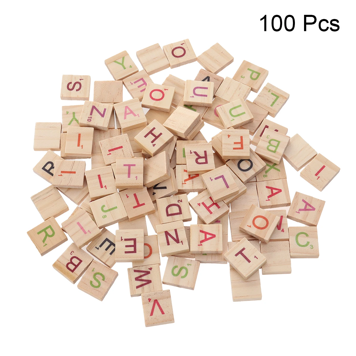 

100PCS Natural High Quality Wood Chips DIY 26 English Letters Words Alphabet Puzzle Literacy Box Baby Intellectual Wooden Chips