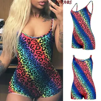 

Women Summer Sexy Sleeveless Stretch Playsuits Ladies Leotard Tops Stone Pattern Jumpsuit