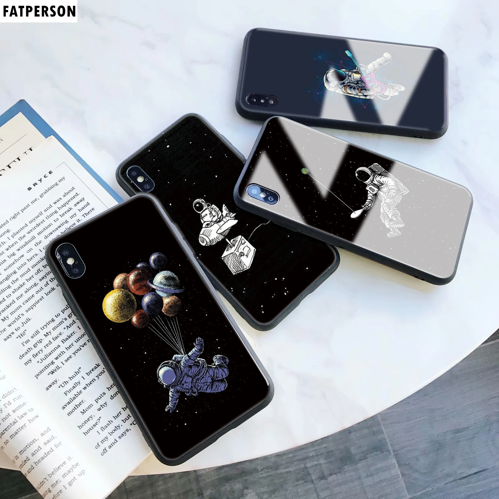 

Tempered Glass phone case Funny Astronaut For iphone 5 6 7 8 6s 6splus 7plus 8plus x xr xs xsmax