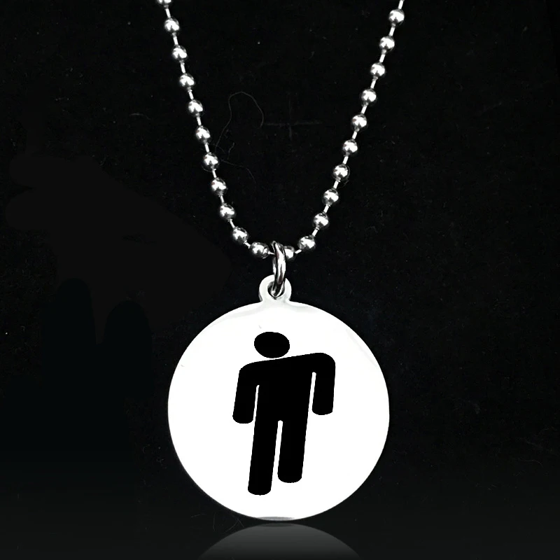 

Billie Eilish Stainless Steel Pendant Necklace Round Strand Chain Necklace Fans Gifts