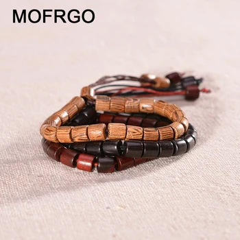 

MOFOGO Natural Wood Beaded Rope Bracelet Adjustable Friendship Bracelets for Women Charm Tibetan Meditation Yoga Travel Jewelry
