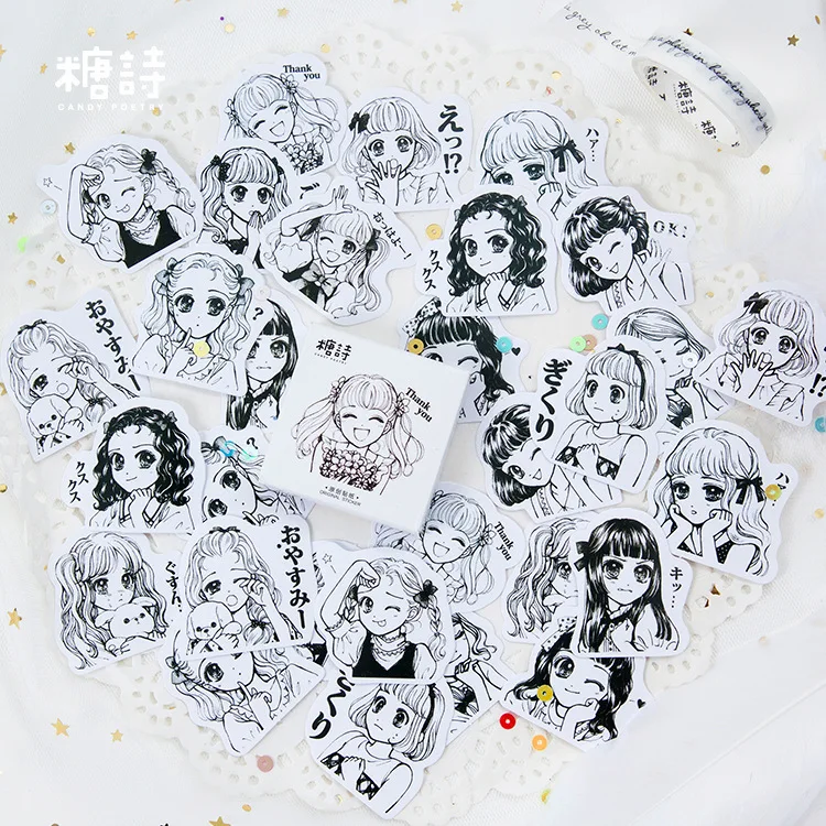 

45PCS/lot Japanese manga sticker diy hand gift bag sealing kawaii decoration adhesive tape Diary stationery stickers
