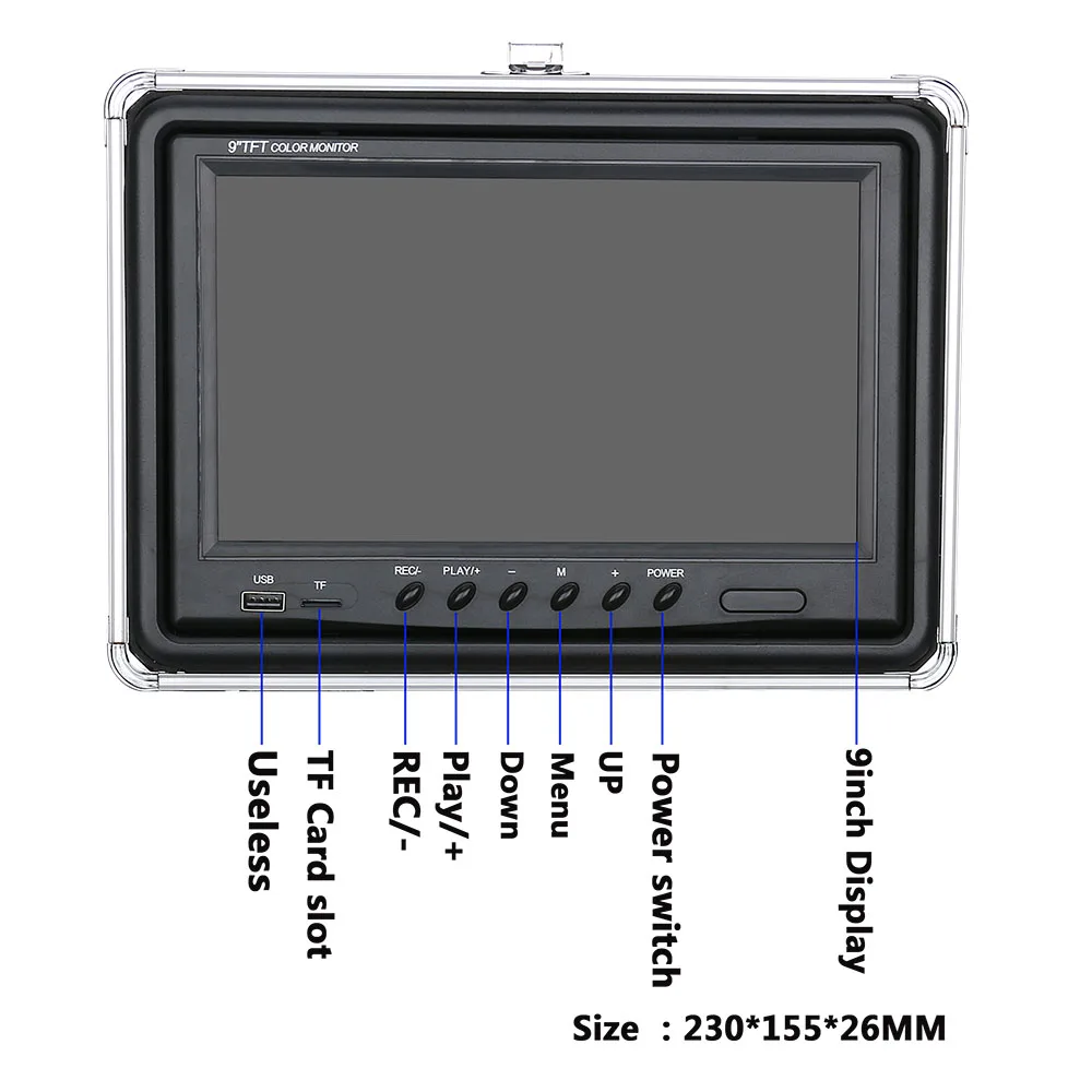 9 дюймов DVR Регистраторы 20 М Подводная охота Видео Камера Рыболокаторы IP68 Водонепроницаемый 38 светодиодов 360 градусов вращающийся Камера