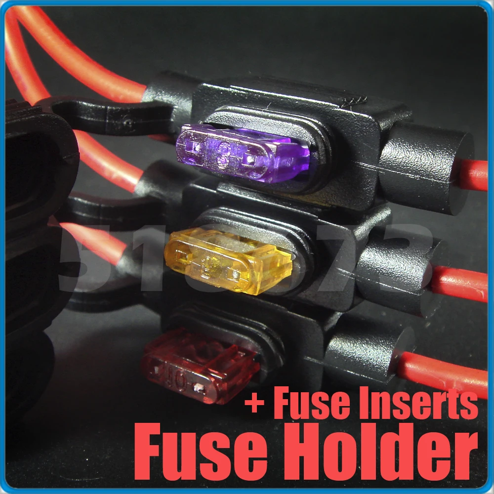 Waterproof Mini Inline Auto Fuse Holder Fuse Inserts 2a 3a 5a 7.5a 10a