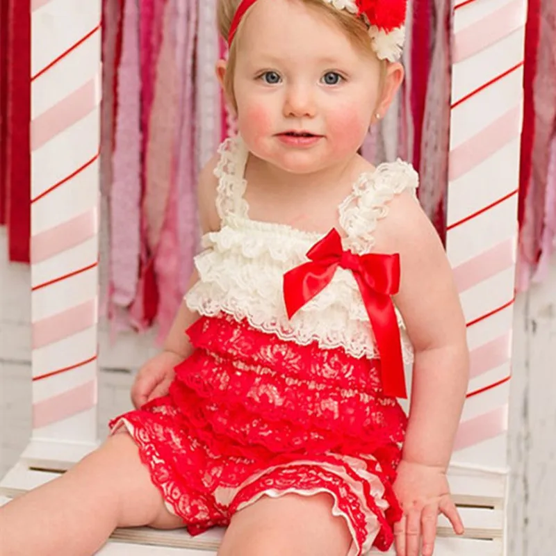 Рождественский комбинезон для маленьких девочек, красный, белый, зеленый цвет, кружевные детские комбинезоны для девочек, Рождественский комбинезон для малышей с Санта-Клаусом, детская одежда