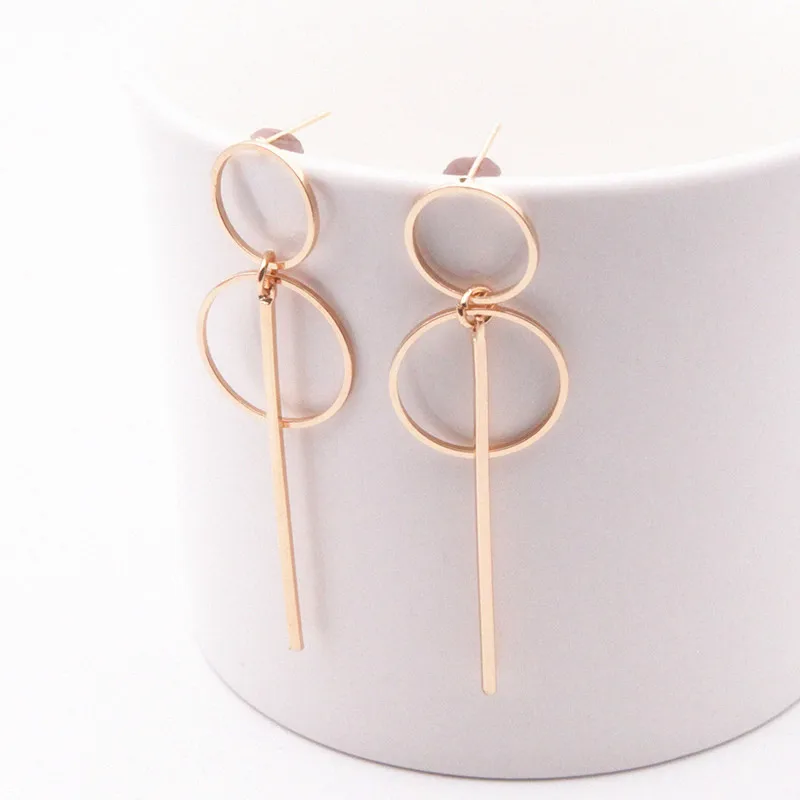 

2019 New Trendy Earrings Simple Punk Long Section Tassel Pendant Size Circle Earrings For Ladies Gifts Gold /Silver