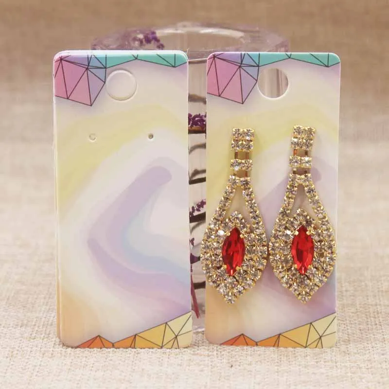 

100pcs Pink Red Heart Style Jewelry Display Card Earring Display Cardboard Kraft Custom Logo Personal Printing Hot Selling4x9cm