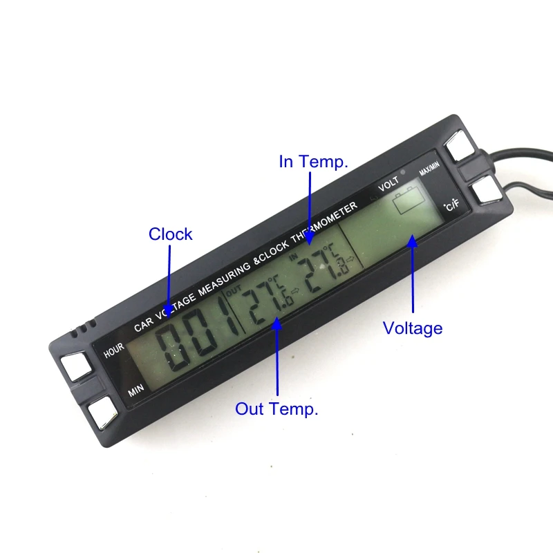 Многофункциональные 3 в 1 автомобильные цифровые часы, измеритель температуры напряжения, термометр, вольтметр с двумя цветами, светильник EC30