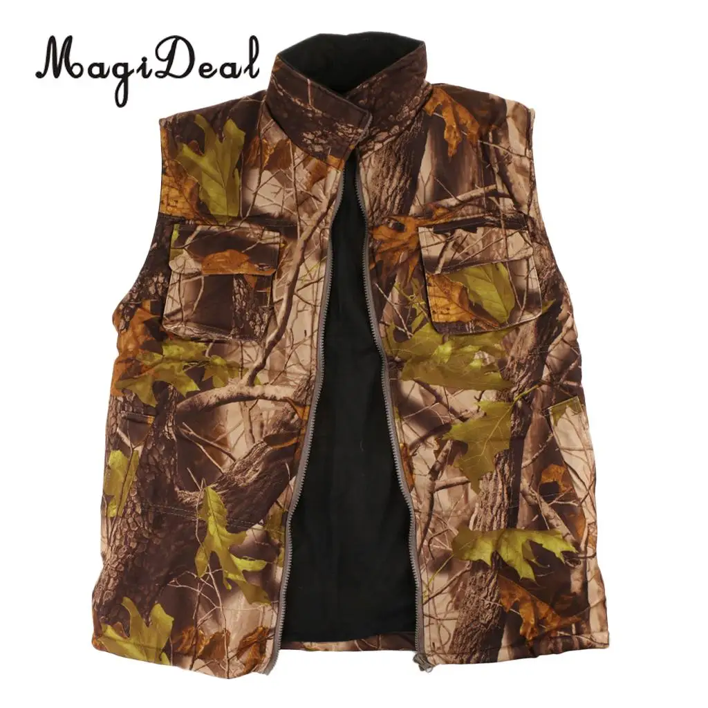 MagiDeal Men's Thermal Fleece Camo Vest for Outdoor Hunting Shooting Hiking Climbing