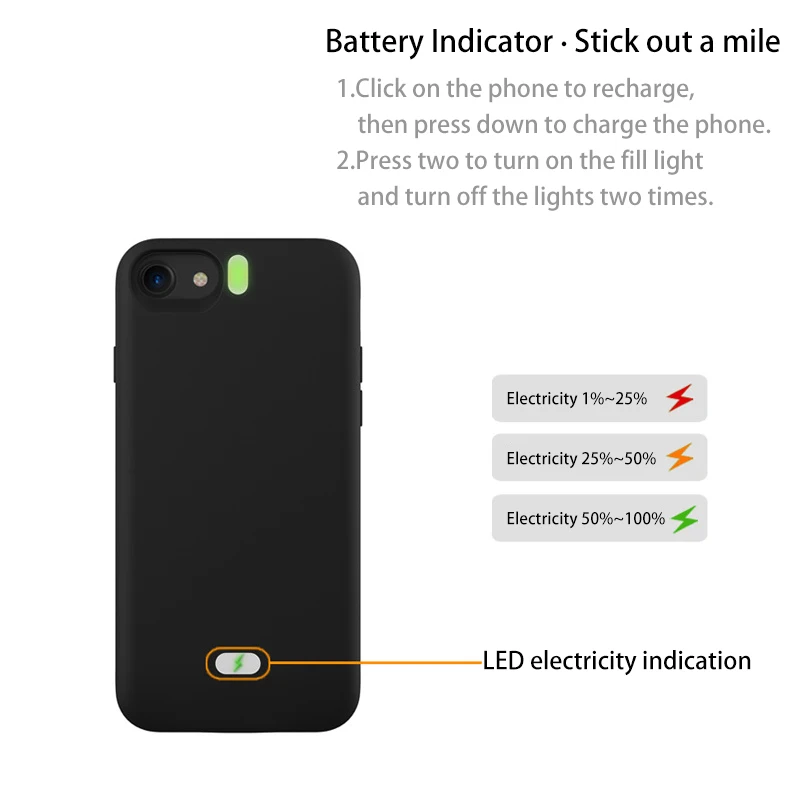 Чехол для зарядного устройства Внешний Аккумулятор Чехол для iphone 6 6 S 7 8 4000 mAh power Bank чехол-батарея для телефона заполняющий свет для iphone 8 7 6