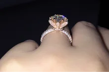 Size 5-10 Handmade Luxury Jewelry 925 Sterling Silver Filled Rose Gold 5A White Cubic Zirconia CZ Women Wedding Flower Ring Gift