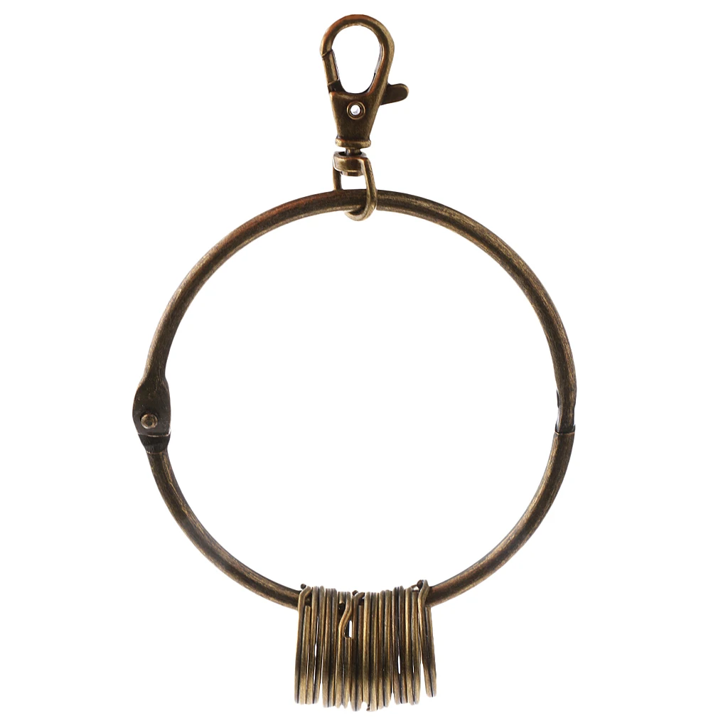 Vintage Key Rings Bronze Large Round Hoop Key Ring Organizer with Lobster Clasp Key Chains for Multiple Keys 8.5cm Diameter