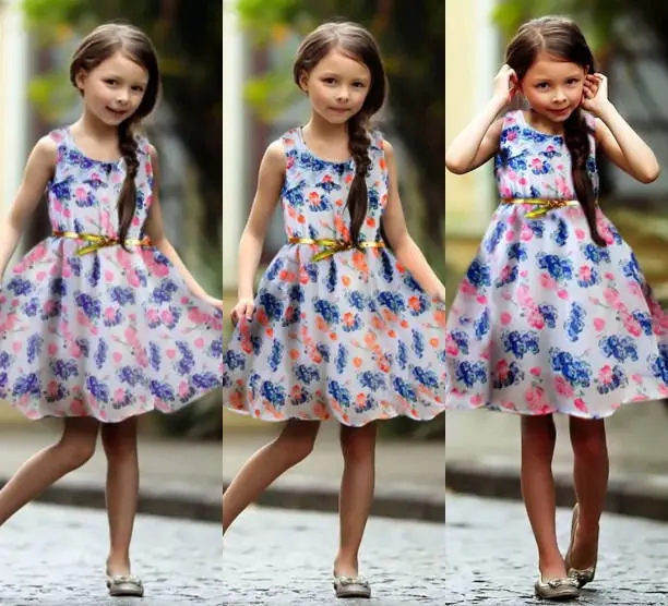 Free Shipping Summer Chiffon Princess Baby Girls Bowknot Belt Floral Gown One-piece Dress | Детская одежда и обувь