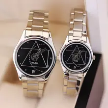 Marque Femmes Homme Couple D’affaires décontractée montres Officielle Authentique Sport Complet En acier Inoxydable classique deuxième main noir Montres