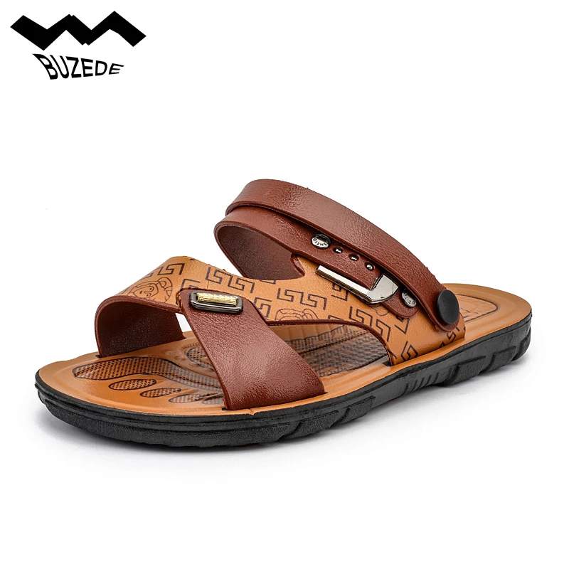 Hot 2018 Men s Sandals Summer British Fashion Man PU Leather Beach Shoes Men Massage Non