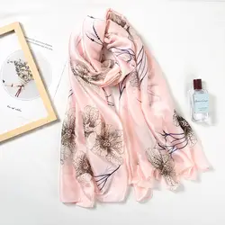 Модный цветочный принт хиджаб шарф для женщин Пляжная шаль шарф на голову Женский 180*90 см роскошный бренд Шали Обертывания шарфы для женщин